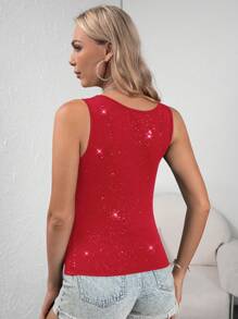 SHEIN LUNE Top tank escote drapeado - Rojo - Ver 2