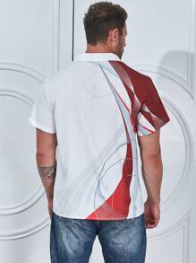 Manfinity Homme Men Plus Colorblock Pocket Patched Shirt - Red and White - View 2