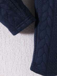 Baby Girl Letter Embroidery Ruffle Trim PJ Set - Navy Blue - View 3