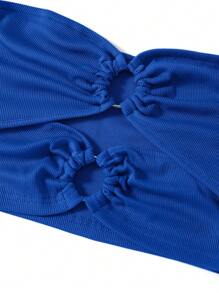 SHEIN Unity Top bandeau con diseño de aro O con abertura - azul real - Ver 2