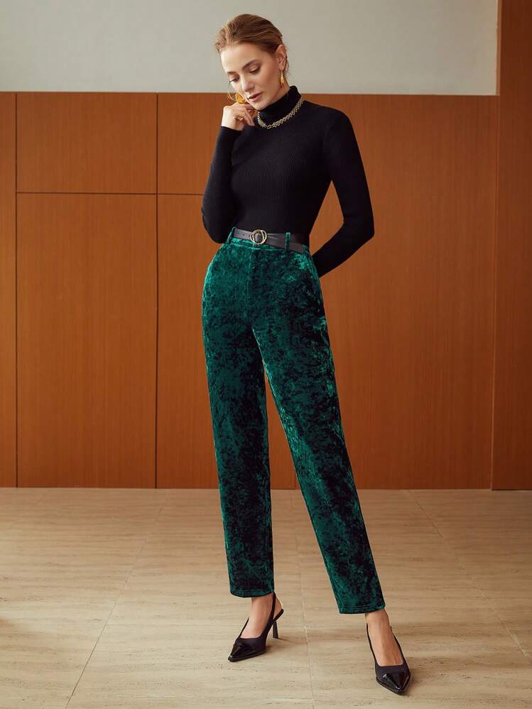 MOTF PREMIUM SAMMETS DRÄKTBYXA - Mörk Grön - Visa 2