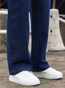 Manfinity Hypemode Nam Túi nghiêng Lỏng lẻo phù hợp quần ống rộng Quần jean - Rửa tối - Xem 7