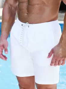 Surfspeed Men Drawstring Waist Swim Trunks - White - View 3