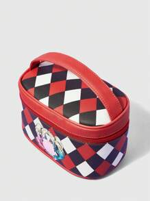 Harley Quinn | ROMWE Red/black/white Plaid Cosmetic Bag To Store Toiletries And Cosmetics - Red - View 3