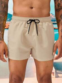 Manfinity Swimmode Men Drawstring Waist Slant Pocket Swim Trunks,Hawaiian