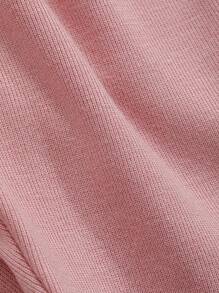 DAZY Solid Asymmetrical Neck Mermaid Hem Dress - Pink - View 7