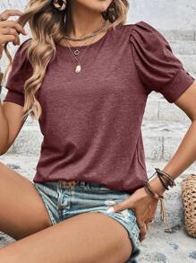 EMERY ROSE Camiseta de mujer de manga corta, cuello redondo, informal