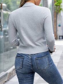 AAmilife Cárdigan de diseño sólido y casual - Gris Claro - Ver 2