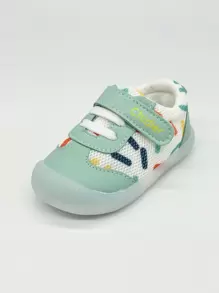 男女寶寶彩色波點運動鞋，防滑橡膠鞋底，魔術貼抗撞腳趾，嬰幼兒步行鞋 - 綠色 - 查看 2