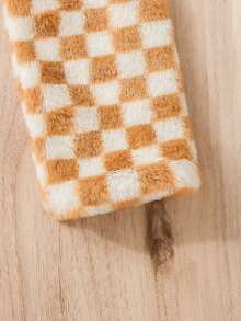 SHEIN 男嬰棋盤格口袋貼布T恤和褲子 - 棕色 - 查看 4