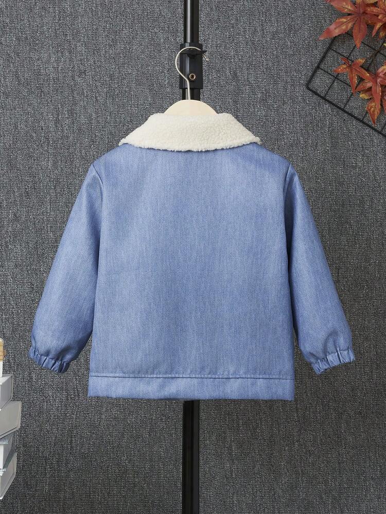 Young Boy Two Tone Flap Pocket Thermal Lined Corduroy Jacket Without Sweater
