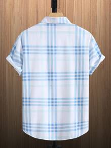 Manfinity Hypemode 男士格紋印花襯衫不帶T恤 - 白色 - 查看 2