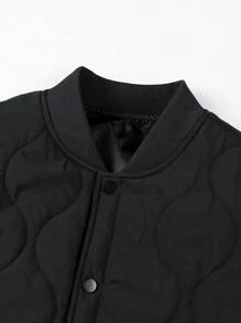 Manfinity Hypemode 1件男士寬鬆鈕扣背心棉絨夾克 - 黑色 - 查看 7