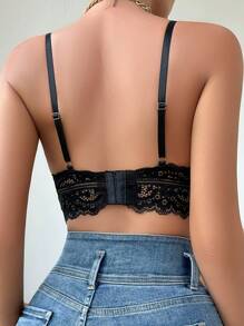 Floral Lace Bralette Lingerie - Black - View 2