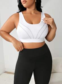 Yoga Trendy Plus Cut Out Backless Sports Bra - White - View 2