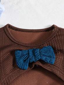 SHEIN Cô gái Tween Áo ba lỗ & Quần ống loe & Nơ mặt trước Top Cây trồng - Nhiều màu - Xem 3