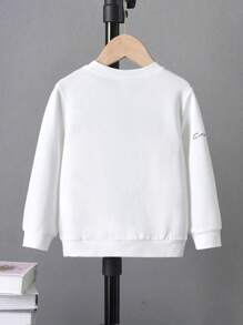 SHEIN 男小童字母圖案運動衫無項鏈 - 白色 - 查看 2