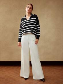 MOTF PREMIUM 100%純的羊毛套頭毛衣 - 黑與白 - 查看 6