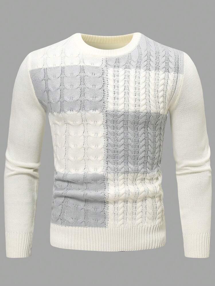 Manfinity Homme Men Colorblock Cable Knit Sweater - Multicolor - View 3
