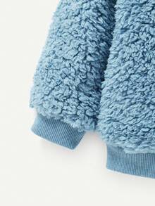 Cozy Pixies Unisex Baby's Padded Plush Colorblock Sweatshirt With Pockets And Thermal Lined, Thick Round Neck Pullover For Baby Boy - Blue - View 4