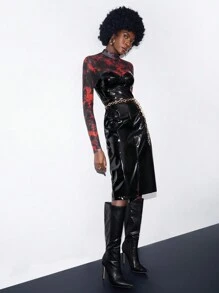 Maija 高衩亮面抹胸洋裝 - 黑色 - 查看 5