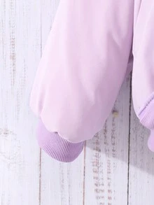 SHEIN Tween Girl 1pc Tie Dye Hooded Reversible Jacket - Purple - View 3