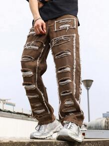Manfinity Roghcode Jean Pria - Coffee Brown - View 1