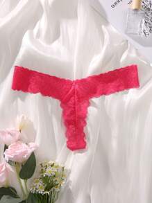 5pack Floral Lace Scallop Trim Thong - Multicolor - View 3