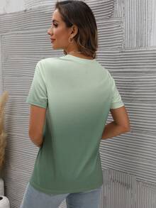 SHEIN LUNE Ombre Patched Pocket Tee - Army Green - View 2