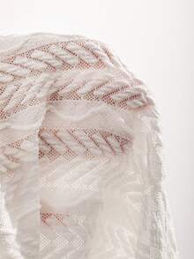 DAZY 素色荷葉邊紋理質感上衣 - 白色 - 查看 7