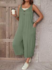 SHEIN LUNE Plus Combinaison Sans Manches À Bouton (Sans Top Bandeau)