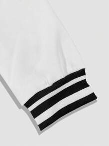 Manfinity Homme 休閒貼布 口袋 前紐扣字母男士外套 - 黑與白 - 查看 3