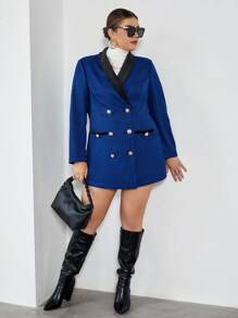 SHEIN Privé Hơn In Houndstooth Khăn quàng Đôi ngực Áo vest - Nhiều màu - Xem 4