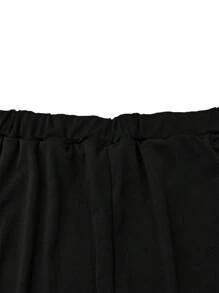 Calvaya Hơn Chất rắn Sọc Bên Quần short - màu đen - Xem 4