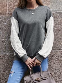 SHEIN LUNE Khối màu Thả vai Áo nỉ - Nhiều màu - Xem 4