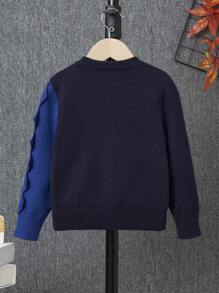 SHEIN Áo len Bé trai Khủng long Dễ thương - Màu xanh hải quân - Xem 2