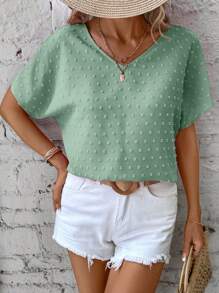 EMERY ROSE Swiss Dot Batwing Sleeve Blouse - Mint Green - View 4