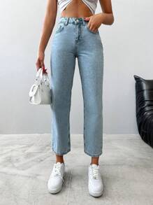 EURMUSE Mom Fit Jeans - Light Wash - View 1