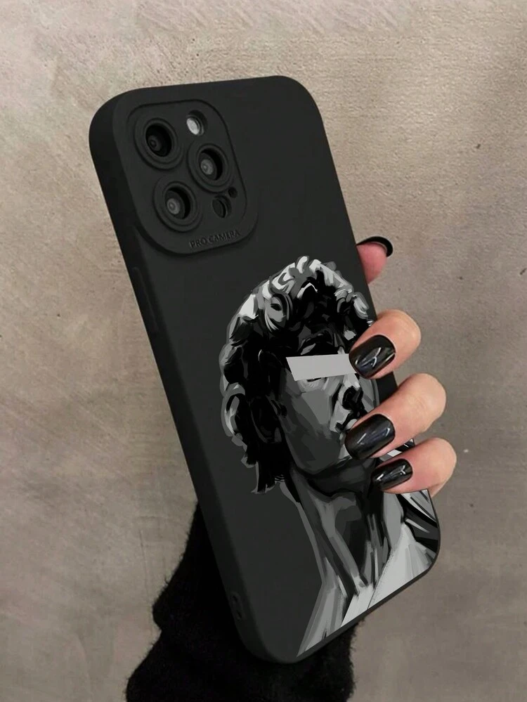 Artist Stone Figure With Black Camera Protection Phone Case, Holiday