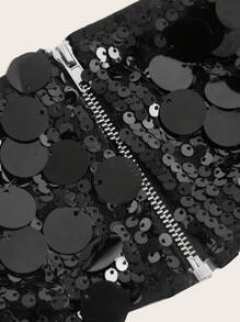 SHEIN ICON Top tubo crop con lentejuelas - Negro - Ver 4