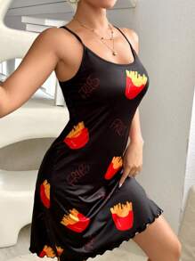 木耳邊字母女士睡裙 - 彩色 - 查看 4