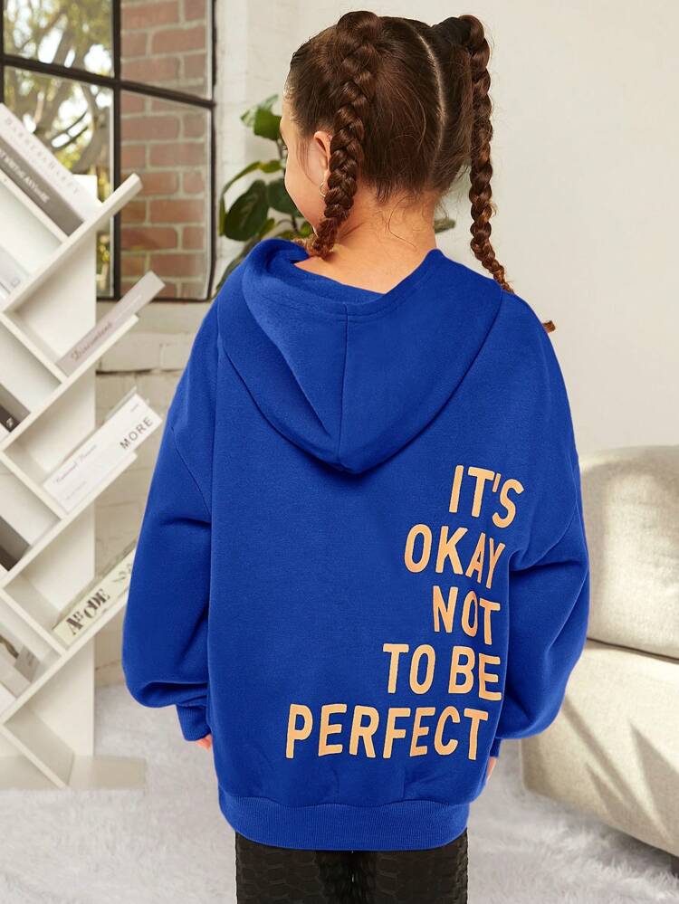 Tween Girl Slogan Graphic Drop Shoulder Sweatshirt, In Fall/Winter