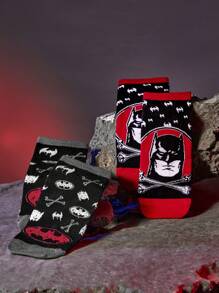 BATMAN X SHEIN 2pairs Cartoon Bat Pattern Women's Short Socks - Multicolor - View 2
