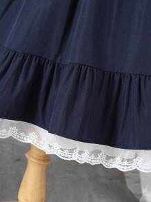 SHEIN 女小童喇叭袖荷葉邊假兩件洋裝 - 彩色 - 查看 6