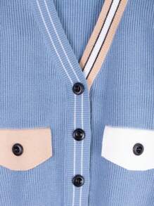 男小童條紋飾邊前紐扣開襟衫 - 霧霾藍 - 查看 6