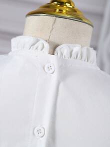 SHEIN 女小童喇叭袖荷葉邊假兩件洋裝 - 彩色 - 查看 3