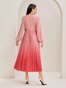 Modelyn 優雅腰帶 百褶 交叉純色女士連衣裙