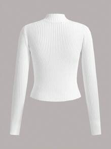 Muchica Xoắn Dan Cổ giả Dây kéo Áo len Mở - trắng - Xem 2