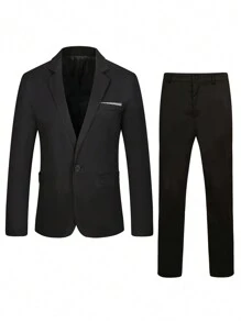 Manfinity Mode Nam Plus Nút đơn Áo vest & Quần tây - màu đen - Xem 4