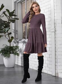 SHEIN LUNE 荷葉邊素色連衣裙